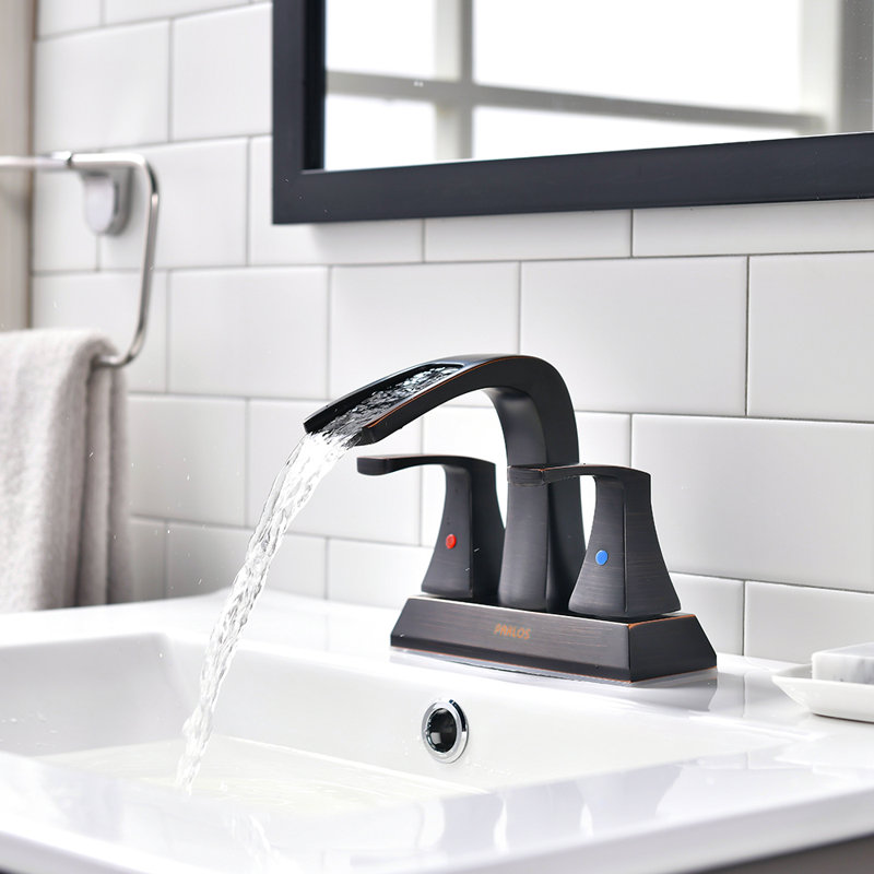 Parlos Home Waterfall Centerset Bathroom Faucet with Drain Assembly